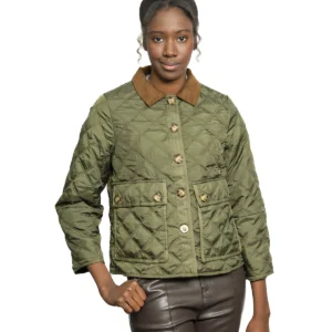 Inicio chaqueta acolchada "huntington" – verde oliva y pana