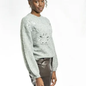 Inicio jersey de punto "silver bloom" – gris melange