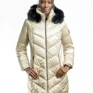 Inicio abrigo plumífero puffer 3/4 "champagne frost" – brillo metalizado